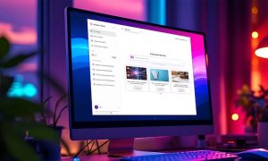 Fotografía de un ordenador de mesa en cuya pantalla se muestra la herramienta de IA Amazon Nova