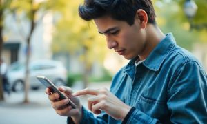 persona utilizando las apps de su móvil