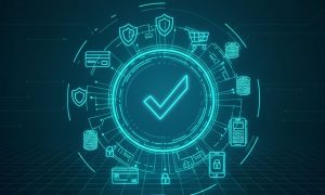 Un concepto muy relevante en e-commerce. Vamos a crear una imagen que, con nuestro estilo conceptual tecnológico digital y la paleta de colores (#80eaea, #0d536a, #fdf6e5), simbolice la importancia del checkout en e-commerce. Para ello, podemos enfocar la imagen en el momento culminante de la compra, donde la acción de pago es clave: Elemento central: Podría ser el checkout mismo, representado por una pasarela de pago estilizada, o un foco de luz donde convergen los elementos de pago. Símbolos de pago: Una tarjeta de crédito/débito digitalizada. Un terminal TPV o un icono de pago móvil. Monedas y billetes (también estilizados con el neón). Un carrito de la compra (quizás parcialmente lleno o dirigiéndose hacia el punto de pago). Conectividad y seguridad: Líneas que muestren el flujo seguro de la transacción, candados digitales o escudos de seguridad. Resultado final (implícito): Una pequeña flecha de crecimiento o un icono de "éxito" que salga de la transacción, simbolizando la finalización exitosa de la venta. Fondo: El azul oscuro profundo con la cuadrícula sutil, como hemos usado antes