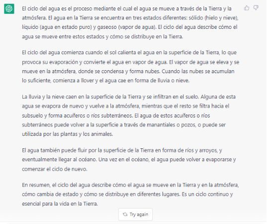 ciclo del agua ChatGPT