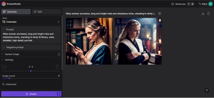 ejemplo de uso dreamstudio