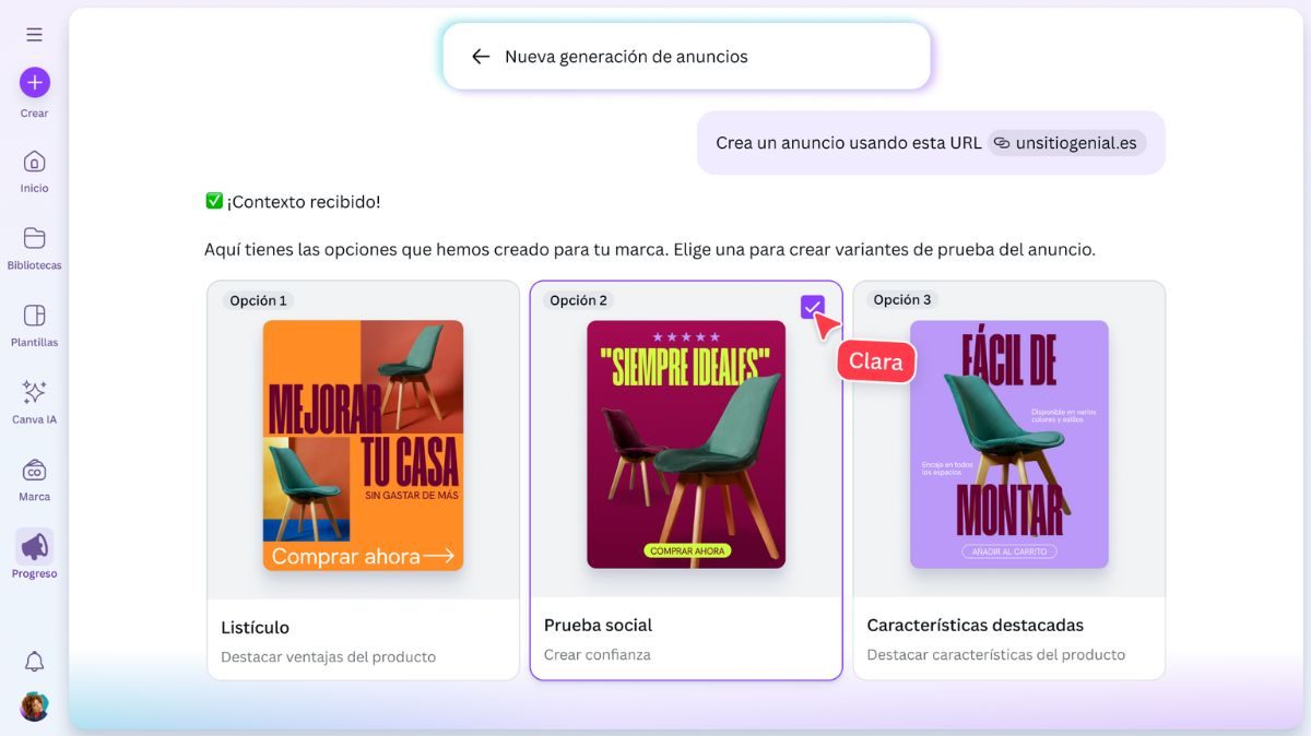 Creatividad que muestra la nueva capacidad para crear campañas de marketing en Canva