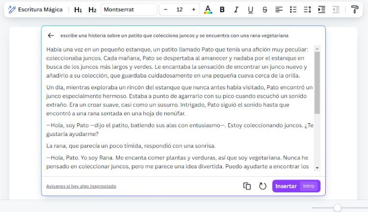 demostración escritura mágica canva en documentos
