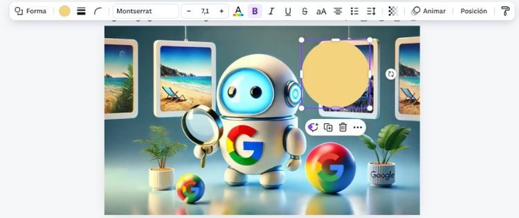 editor de elementos barra superior