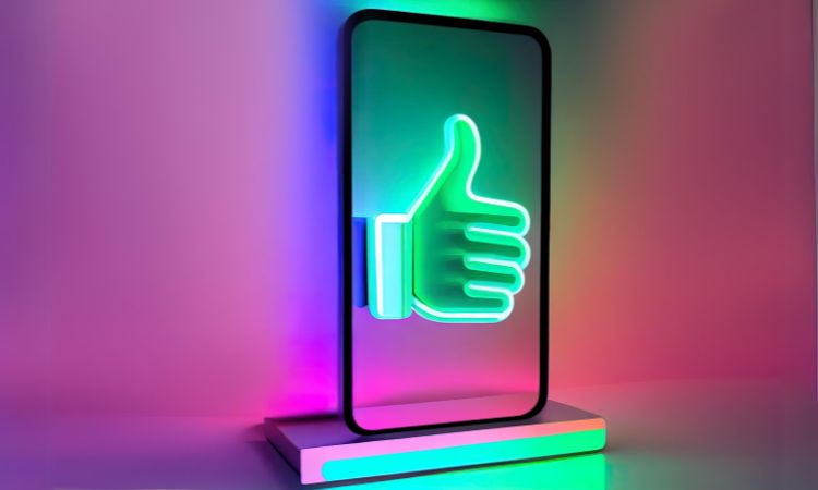 A thumbs-up neon light
