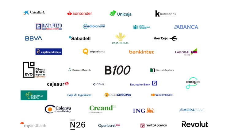 Imagen que muestra el listado de bancos que ofrecen Bizum