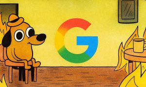 meme this is fine con el logo de google