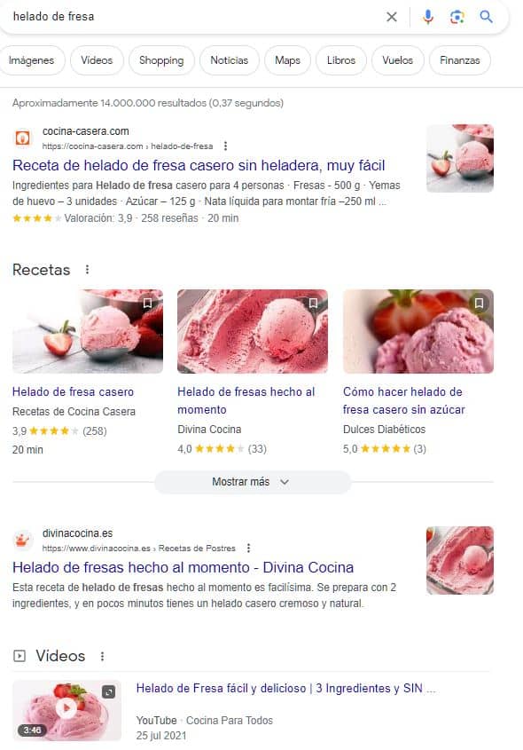 resultados de búsqueda en google para "helado de fresa"