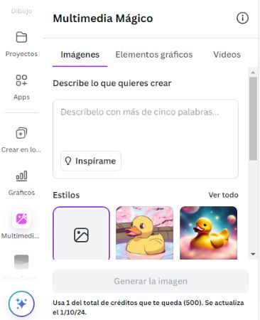 herramienta IA multimedia mágico de canva