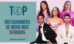Carátula en la que, a la derecha aparecen las fotografías de varios de los instagramers de moda más seguidos de España (Manu Ríos, Paula Echevarría, Jon Kortajarena, Dulceida y María Pombo). A la izquierda se ve una portada en amarillo pastel en la que se lee "Top instagramers de fitness y deporte" y, bajo esto, el logo de Marketing4eCommerce