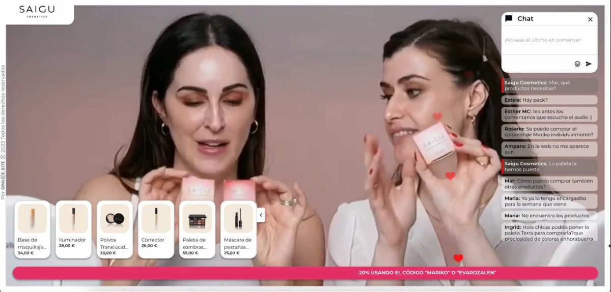 live streaming de saigu cosmetics realizado con Onlive.site