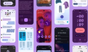 Sobre un fondo violeta aparecen varias vistas de la pantalla de un teléfono móvil. En cada vista se muestra una novedad de diseño relativa a Material 3 Expressive, el nuevo lenguaje de diseño de Google para Android