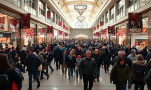 grupo de gente comprando en un centro comercial en black friday