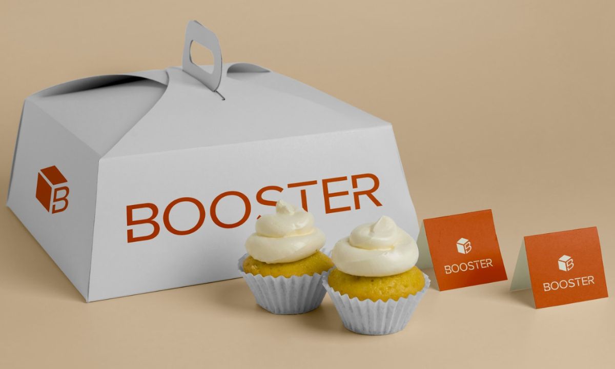 Fotografía de una caja para cupcakes cuyo packaging ha sido creado con Booster Packaging