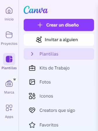 plantillas menú izquierdo canva