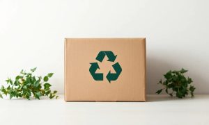 Imagen de una caja para con el símbolo de reciclaje para ilustrar el artículo de embalajes reutilizables