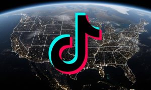 logo de tiktok sobre estados unidos