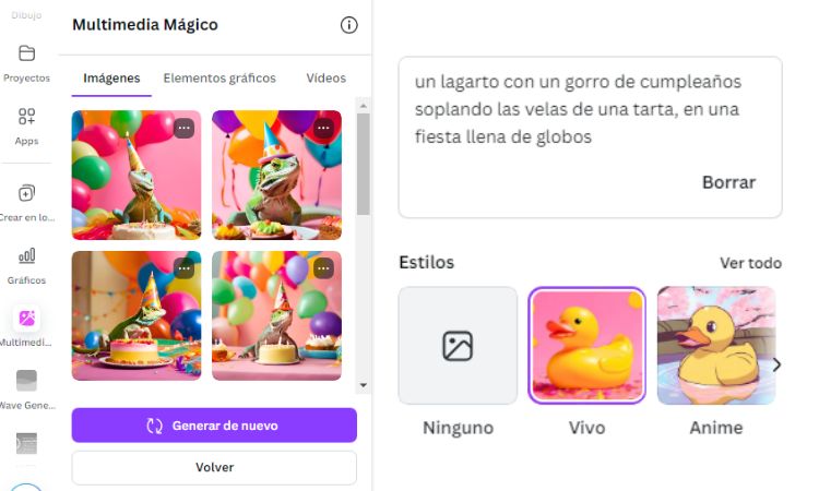 uso de la herramienta ia multimedia magico de canva