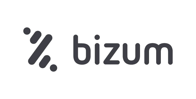 Logotipo de Bizum en color gris, representando tecnología financiera y transferencias rápidas. Ideal para comunicación digital y marketing móvil.