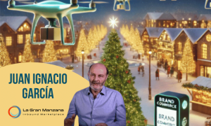 Un pueblo navideño con drones repartiendo regalos por navidad para hablar de maximizar ventas en Navidad 2024