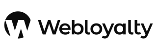 Logotipo "Webloyalty" en letras negras, con ícono de "W" a la izquierda. Perfecto para destacar lealtad y estrategia de marca.